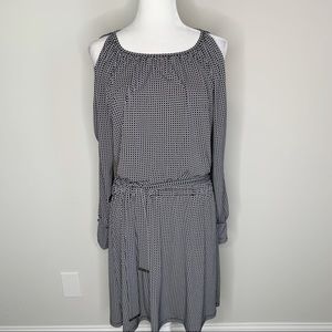MICHAEL Michael Kors Black & White Patterned Cold Shoulder Stretch Dress